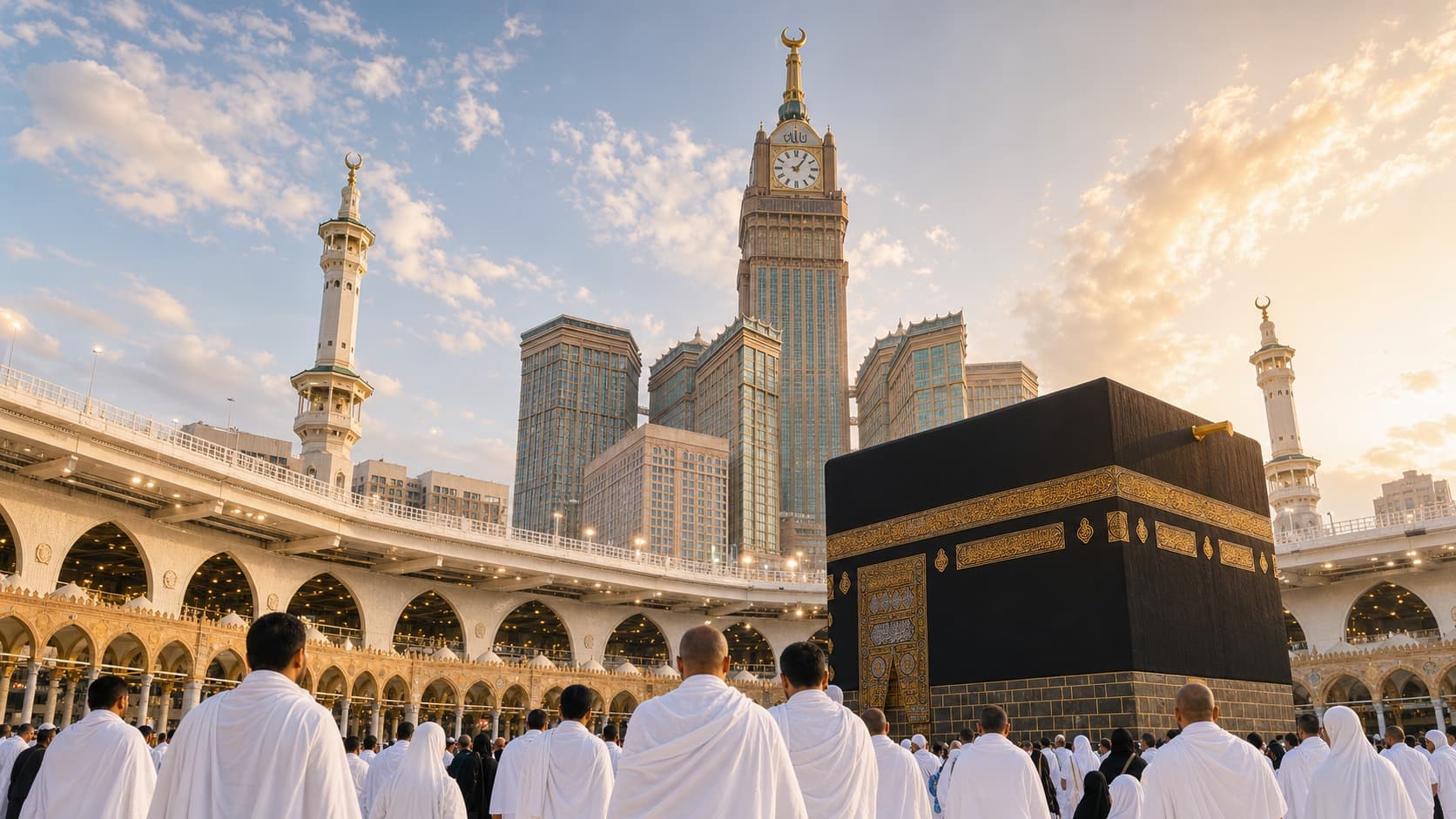 Ka'bah di Masjidil Haram saat golden hour
